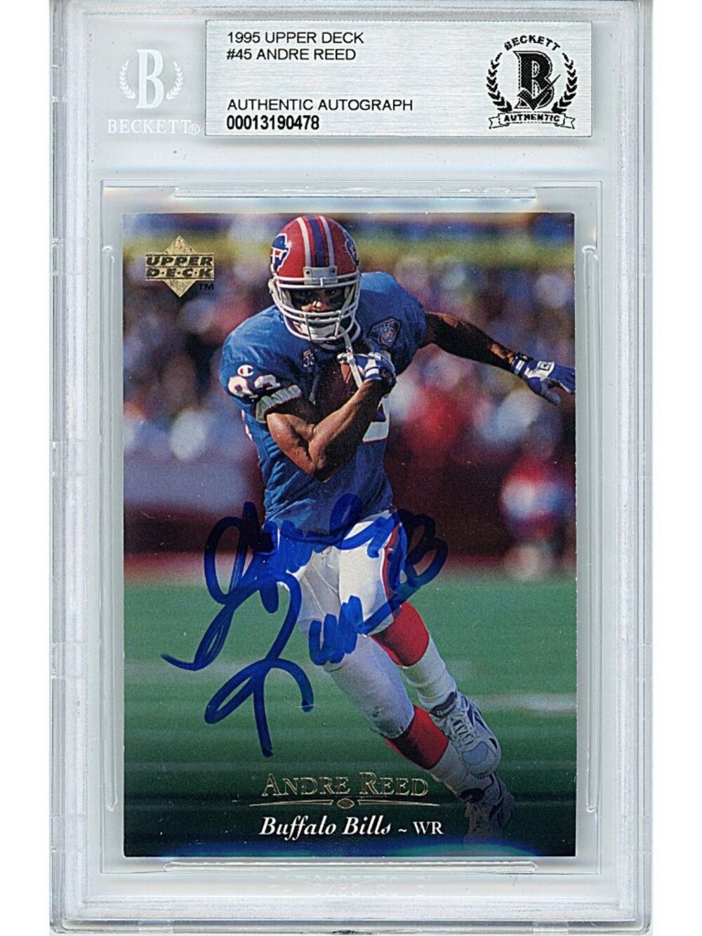 Andre Reed Signed 1995 Upper Deck #45 Buffalo Bills HOF Beckett BAS Slab Auto